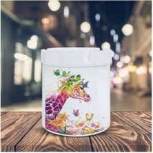 Renkli Kelebekli Zürafa Baskılı Küllük Kül Tablası