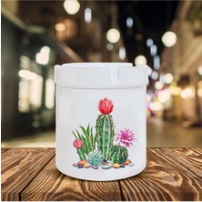 Kaktüs Baskılı Seramik Şık Küllük