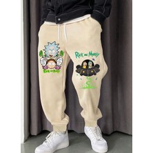 Punix Punıx Büyük Beden Özel Seri Rick And Morty Baskılı Kışlık %100 Pamuk Erkek Eşofman Altı