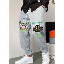 Punix Punıx Büyük Beden Özel Seri Rick And Morty Baskılı Kışlık %100 Pamuk Erkek Eşofman Altı