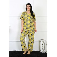 Moda Şahsenem Moda Kadın 5xl-6xl-7xl-8xl Büyük Beden Kısa Kol Pijama Takım Sarı