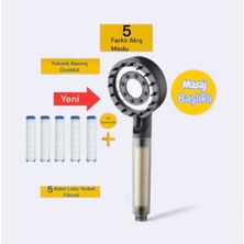 Truva 5 Adet Yedek Filtreli Su Tasarruflu Kireç Önleyici Özellikli Siyah Duş Başlığı