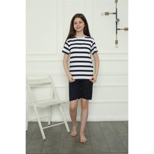 Moda Şahsenem Moda Kız Çocuk Penye Şortlu Pijama Takım Lacivert