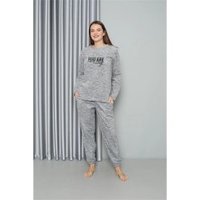 Moda Şahsenem Moda Polar Kadın Pijama Takımı Gri