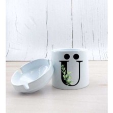 Ü Harf Yapraklı Seramik Küllük