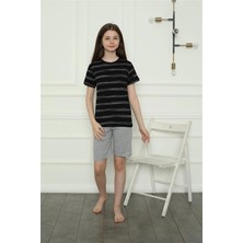 Moda Şahsenem Moda Kız Çocuk Penye Şortlu Pijama Takım Siyah