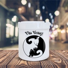 Yin Yang Denge Sembolü Baskılı Küllük Seramik Kül TABLASI-17642