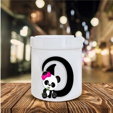 Panda Desenli D Harfi Baskılı Seramik Şık Küllük