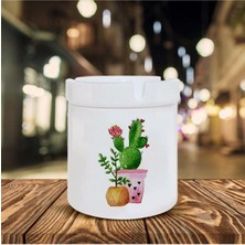 Kaktüs Baskılı Seramik Şık Küllük