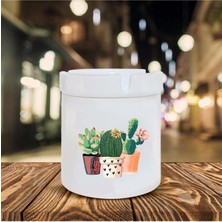 Kaktüs Baskılı Seramik Şık Küllük