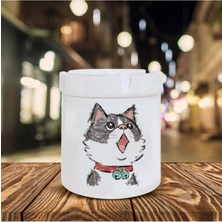 Kedi Temalı Seramik Şık Küllük