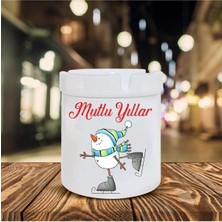 Yılbaşı Noel Temalı Baskılı Seramik Şık Küllük