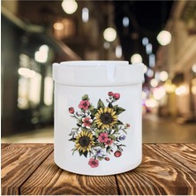 Çiçek Deseni Baskılı Seramik Küllük