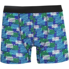Moda Şahsenem Moda Erkek Penye Likralı Desenli Boxer Mavi