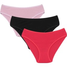 Moda Şahsenem Moda Kadın 3'lü Külot Kırmızı - Siyah - Somon