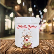 Yılbaşı Noel Temalı Baskılı Seramik Şık Küllük