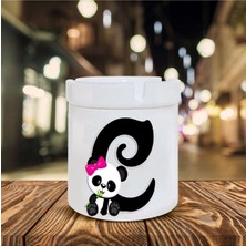 Panda Desenli C Harfi Baskılı Seramik Şık Küllük