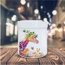 Renkli Kelebekli Zürafa Baskılı Küllük Kül Tablası -205489