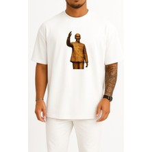 Bahriyeli Collection Oversize Metal, Ho Chi Minh, Statue Göğüs Tasarımlı Unisex T-Shirt
