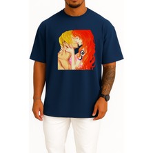 Bahriyeli Collection Oversize Vinsmoke Sanji Nami Monkey D. Luffy Roronoa Göğüs Tasarımlı Unisex T-Shirt