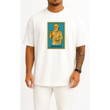 Bahriyeli Collection Oversize Socrates Filozof Göğüs Tasarımlı Unisex T-Shirt