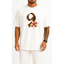 Bahriyeli Collection Oversize Victory Day 9 May Russia Day Göğüs Tasarımlı Unisex T-Shirt