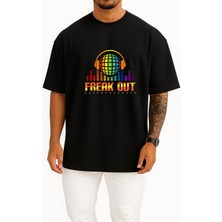 Bahriyeli Collection Oversize Freak Out Göğüs Tasarımlı Unisex T-Shirt