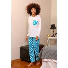 Moda Şahsenem Moda Kadın Uzun Kol Penye Pijama Takım Beyaz
