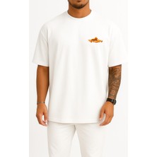 Bahriyeli Collection Oversize Birkaç Kahverengi Badem, Badem Sütü Cep Tasarımlı Unisex T-Shirt