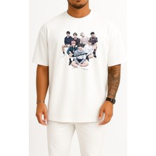 Bahriyeli Collection Oversize Bts Sticker N.o -Japanese Ver.- K-Pop, Group Göğüs Tasarımlı Unisex T-Shirt