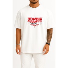 Bahriyeli Collection Oversize Zombie Army Trilogy Sniper Elite Göğüs Tasarımlı Unisex T-Shirt