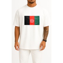 Bahriyeli Collection Oversize Flag Of Afghanistan Göğüs Tasarımlı Unisex T-Shirt