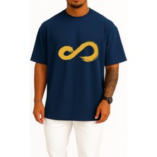 Bahriyeli Collection Oversize Infinite Infinitize K-Pop Infinity Symbol Inspirit Göğüs Tasarımlı Unisex T-Shirt