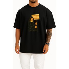 Bahriyeli Collection Oversize Düşünüyorum O Halde Silivrideyim Göğüs Tasarımlı Unisex T-Shirt