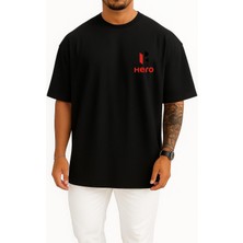 Bahriyeli Collection Oversize Hero Motocorp Cep Tasarımlı Unisex T-Shirt