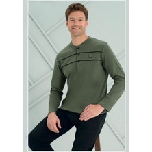 Over Sleep Erkek  Interlok Uzun Kollu Pijama Takımı 2201