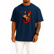 Bahriyeli Collection Oversize Spartan Army Ancient Greece Trojan War Göğüs Tasarımlı Unisex T-Shirt