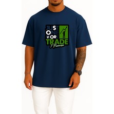 Bahriyeli Collection Oversize Investor Stock Market Trader Sticker Göğüs Tasarımlı Unisex T-Shirt