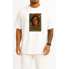 Bahriyeli Collection Oversize John Lennon You May Say I M A Dreamer Göğüs Tasarımlı Unisex T-Shirt