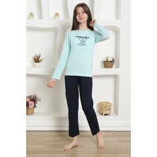 Moda Şahsenem Moda Kız Çocuk Penye Pijama Takım Su Yeşili