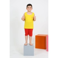 Moda Şahsenem Moda Erkek Çocuk Sıfır Kol Şortlu Sarı Penye Pijama Takımı