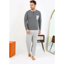 Moda Şahsenem Moda Erkek Uzun Kol Penye Antrasit Pijama Takımı