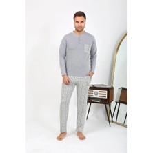 Moda Şahsenem Moda Erkek Uzun Kol Penye Gri Pijama Takımı