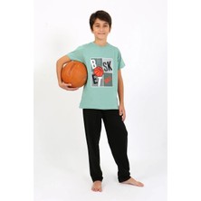 Moda Şahsenem Moda Erkek Çocuk Kısa Kol Penye Pijama Takım Suyeşili