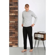 Moda Şahsenem Moda Erkek Penye Uzun Kol Pijama Takımı Gri
