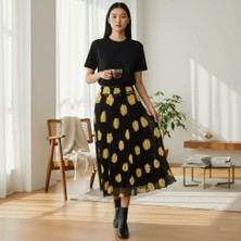 Eren Style Bohem Şifon Beli Lastikli Etek(95 Cm)-(38-50)