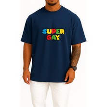 Bahriyeli Collection Oversize Super Gay Göğüs Baskılı Unisex T-Shirt