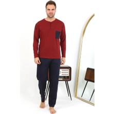 Moda Şahsenem Moda Erkek Uzun Kol Penye Bordo Pijama Takımı