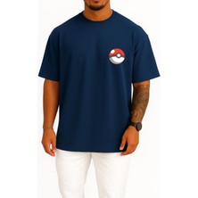 Bahriyeli Collection Oversize Caterpie Cep ve Sırt Tasarımlı Unisex T-Shirt