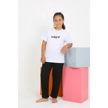 Moda Şahsenem Moda Kız Çocuk Kısa Kol Beyaz Penye Pijama Takım